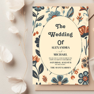 Invitation Mariage floral de marguerite moderne groovy vintag