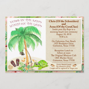 Invitation Mariage floral de mer d'arbre de palme de coquilla