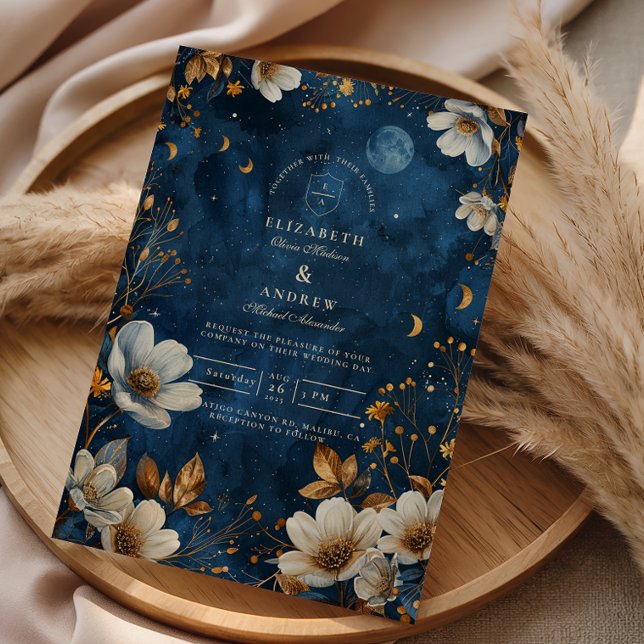 Invitation Mariage Floral de Minuit Céleste (Créateur téléchargé)