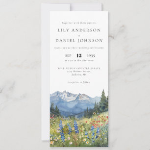 Invitation Mariage Floral de Montagne à l'Aquarelle Fleur de