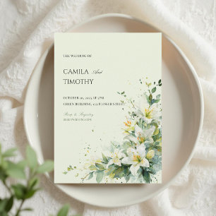 Invitation Mariage Floral de Muguet Vert Sauge