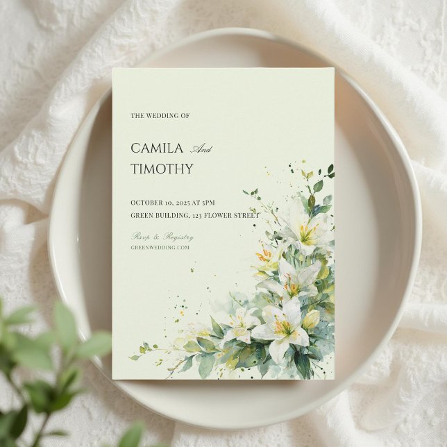 Invitation Mariage Floral de Muguet Vert Sauge (Créateur téléchargé)