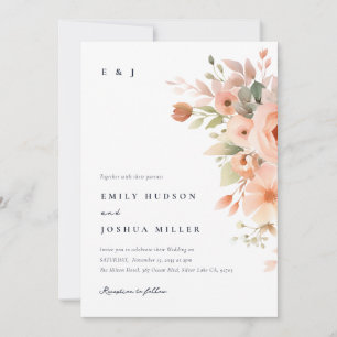 Invitation Mariage floral de Pêche Boho