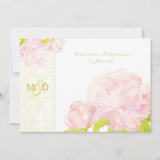 Invitation Mariage floral de pivoine de printemps (Devant)