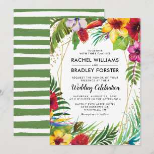 Invitation Mariage Floral de Plage Tropical à Hawaï