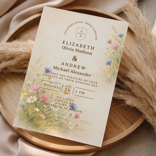 Invitation Mariage Floral de Prairie de Printemps (Créateur téléchargé)