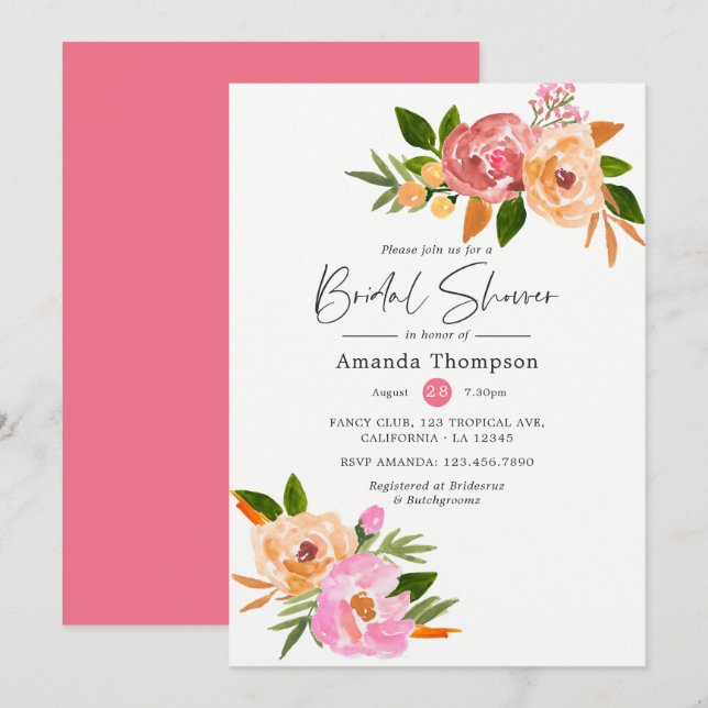 Invitation Mariage Floral de Printemps (Devant / Derrière)