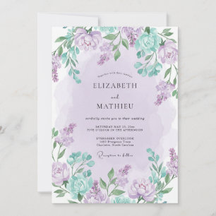 Invitation Mariage Floral de Printemps Éthéré au Lavandin
