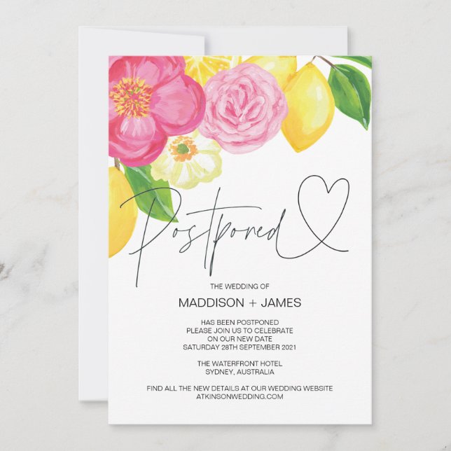 Invitation Mariage Floral de printemps reporté Modifier la da (Devant)