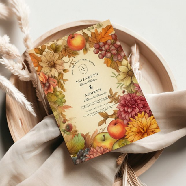 Invitation Mariage Floral de Récolte d'Automne (Créateur téléchargé)