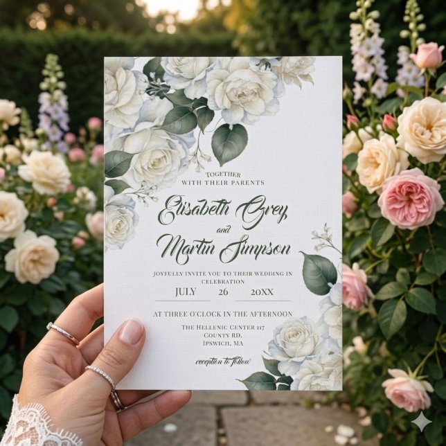 Invitation Mariage Floral de Roses Sage (Créateur téléchargé)