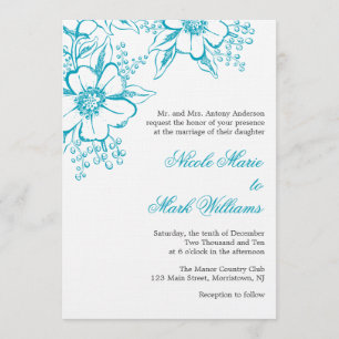 Invitation Mariage floral de style d'impression typographique