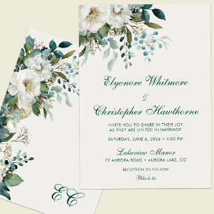 Invitation Mariage Floral de Style Script en Teinte de Teck d