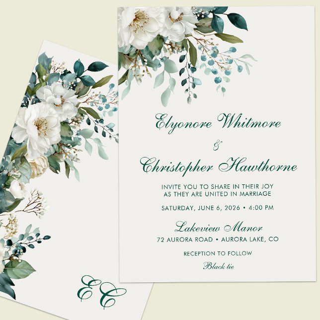 Invitation Mariage Floral de Style Script en Teinte de Teck d (Créateur téléchargé)