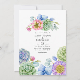 Invitation Mariage Floral de Succulentes à la Mode