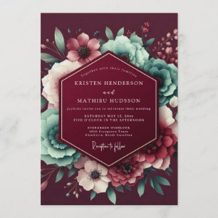 Invitation Mariage floral de ton bijou de Bourgogne