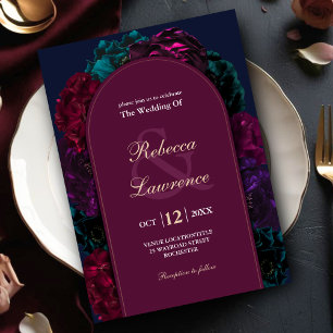 Invitation Mariage floral de ton de bijou de Bourgogne