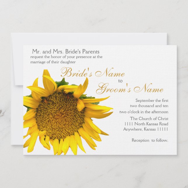 Invitation Mariage floral de tournesol (Devant)