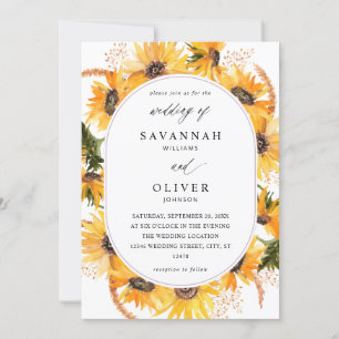 Invitation Mariage floral de tournesol d'automne