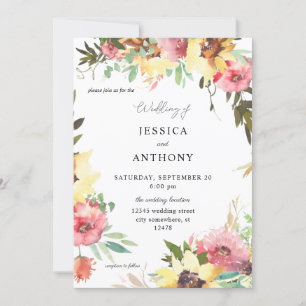 Invitation Mariage floral de tournesol d'été 2