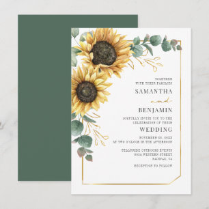 Invitation Mariage floral de tournesol Eucalyptus