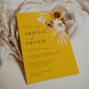 Invitation Mariage floral de tournesols ensoleillés vibrants