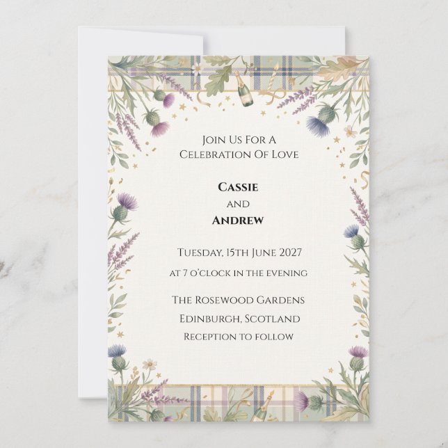 Invitation Mariage Floral de Verdure Bleu (Devant)
