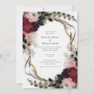Invitation Mariage Floral de Verdure de Jardin de Prune de Ve