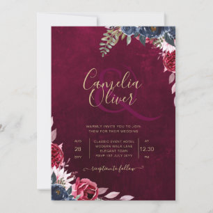 Invitation Mariage floral de vin Berry
