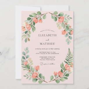 Invitation Mariage Floral Délicat aux Fleurs de Pêcher