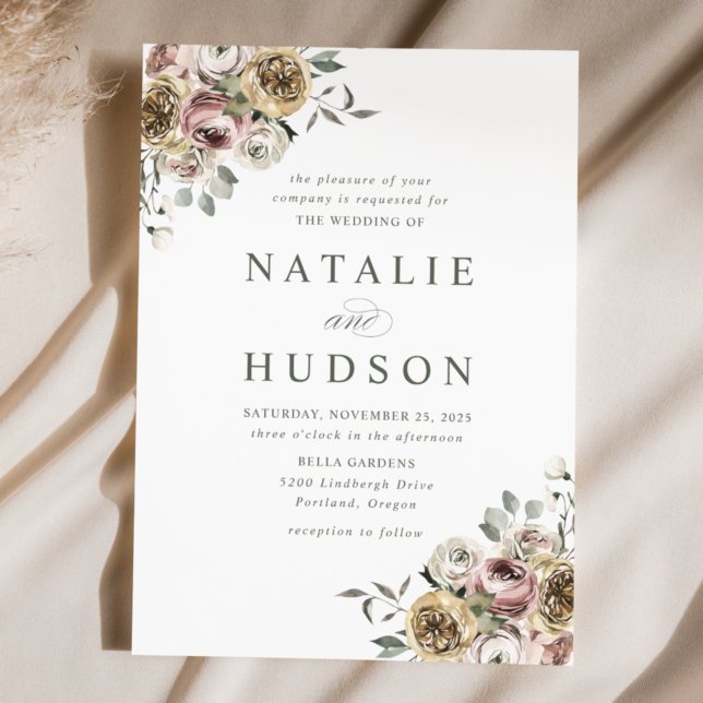 Invitation Mariage Floral Délicat d'Hiver (Créateur téléchargé)