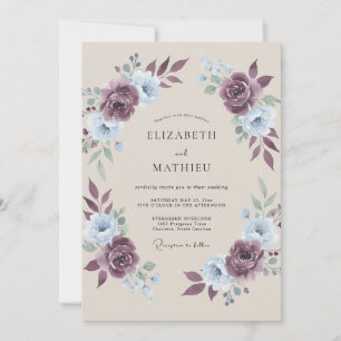Invitation Mariage Floral Délicat Rose Poussiéreux