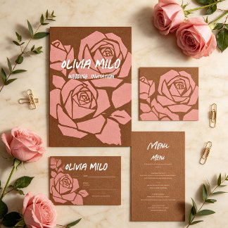 Invitation Mariage floral dessiné à la main moderne