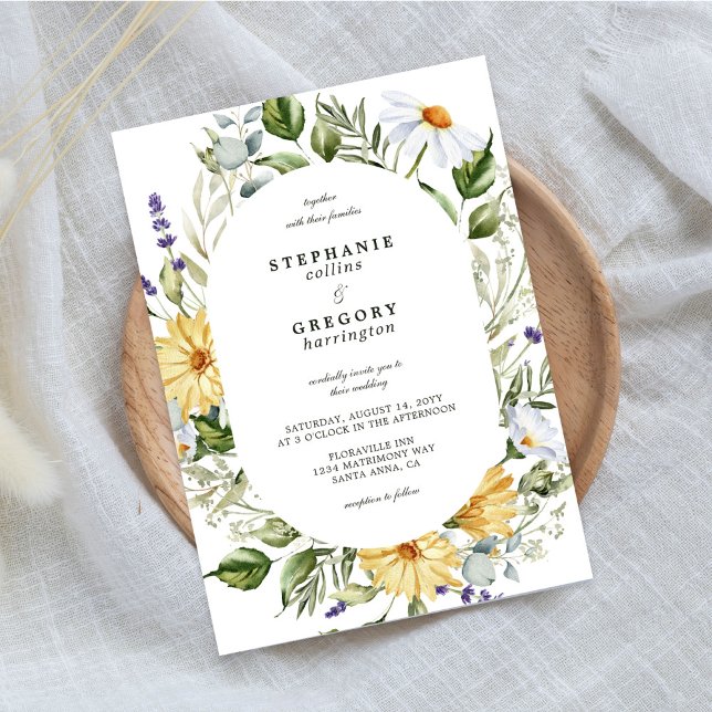 Invitation Mariage floral d'été jaune (Créateur téléchargé)