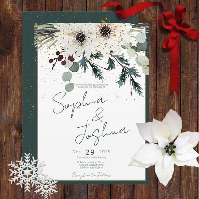 Invitation Mariage Floral d'hiver des baies rustiques (Créateur téléchargé)
