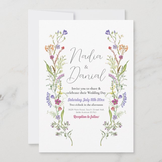 Invitation Mariage Floral Ditsy Imprimer (Devant)