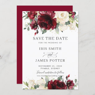 Invitation Mariage floral d'ivoire de Bourgogne Enregistrer l