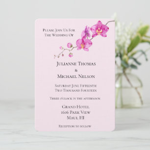 Invitation Mariage floral d'orchidée rose