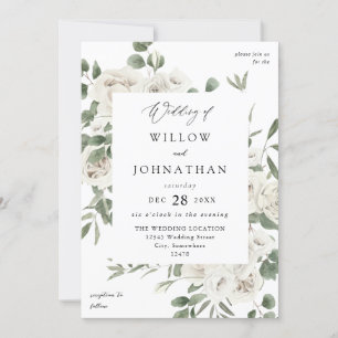 Invitation Mariage floral doux blanc 3