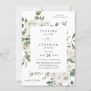 Invitation Mariage floral doux blanc 5