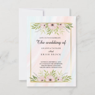Invitation Mariage Floral doux et rose