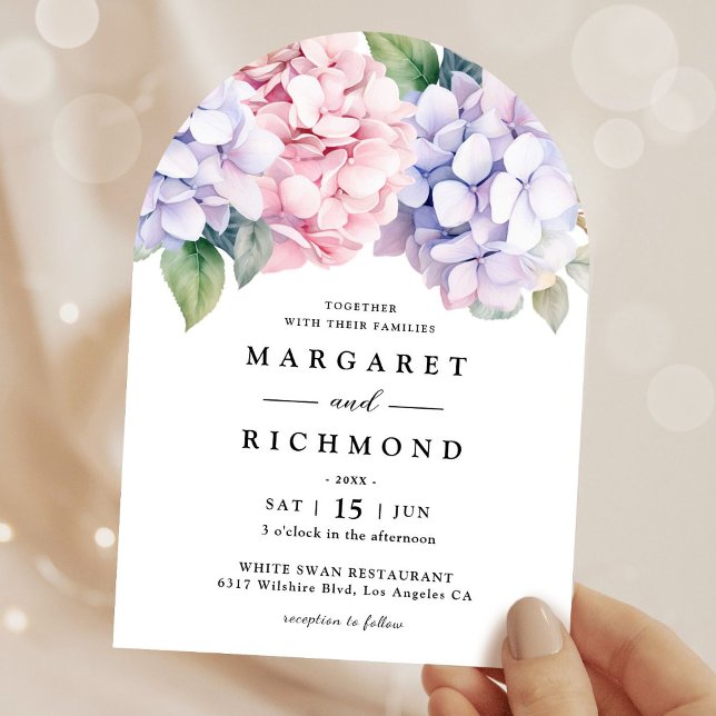 Invitation Mariage floral Dusty Purple & Blush Pink Hydrangea (Créateur téléchargé)