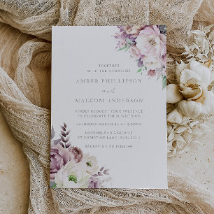 Invitation Mariage floral éclatant Dusty Rose
