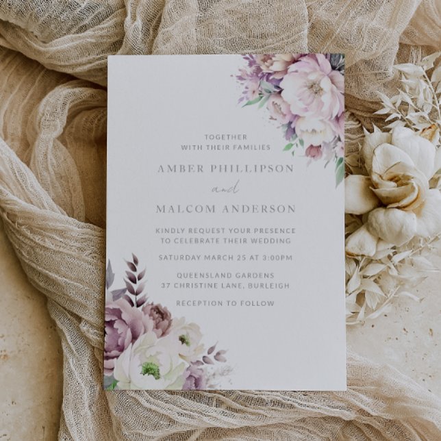 Invitation Mariage floral éclatant Dusty Rose (Créateur téléchargé)