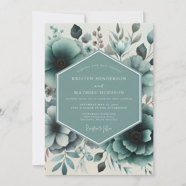 Invitation Mariage Floral Écume de Tilleul (Devant)
