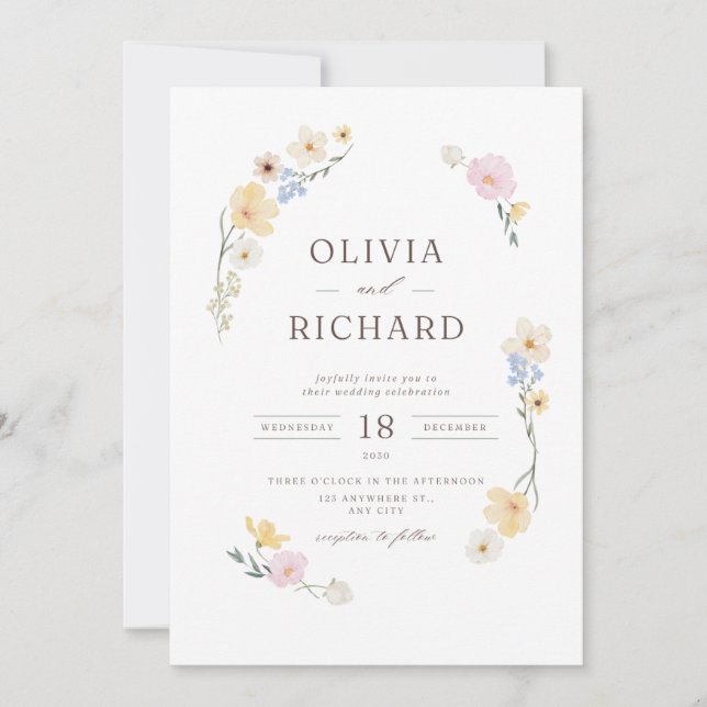 Invitation Mariage Floral Élégant  (Devant)