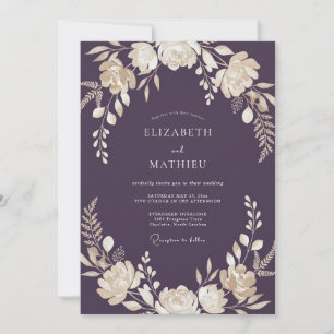 Invitation Mariage Floral Élégant au Plum