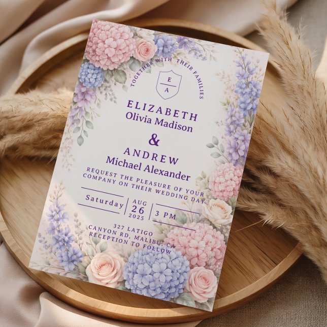 Invitation Mariage Floral Élégant aux Hydrangeas Pastel (Créateur téléchargé)