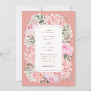 Invitation Mariage Floral Élégant aux Pêches