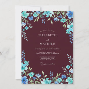 Invitation Mariage Floral Élégant Burgundy